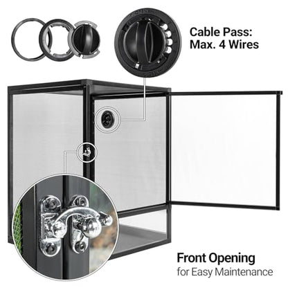 REPTI ZOO 18" x 18" x 24" Front Opening Chameleon Cage with 3-Sided Metal Mesh, 34 Gallon Screen Vertical Terrarium with Background Sticker, Tall Enclosure for Chameleon, Tree Frog, Arboreal Reptiles - size: 18" x 18" x 24"