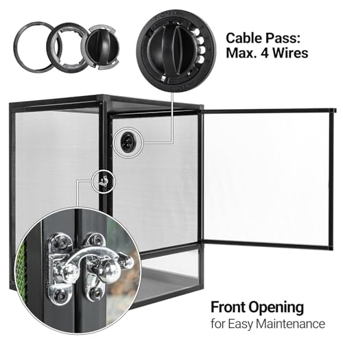 REPTI ZOO 18" x 18" x 24" Front Opening Chameleon Cage with 3-Sided Metal Mesh, 34 Gallon Screen Vertical Terrarium with Background Sticker, Tall Enclosure for Chameleon, Tree Frog, Arboreal Reptiles - size: 18" x 18" x 24"