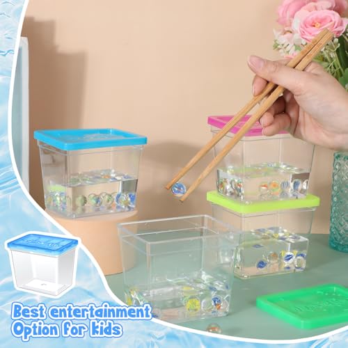 30 Pack 12oz Plastic Fish Bowls with Lids Reptile Terrariums Carrier Cage Hatching Container Rectangle Gold Fish Bowls for Adults Candy Carnival Prizes Centerpieces and Party Decoration