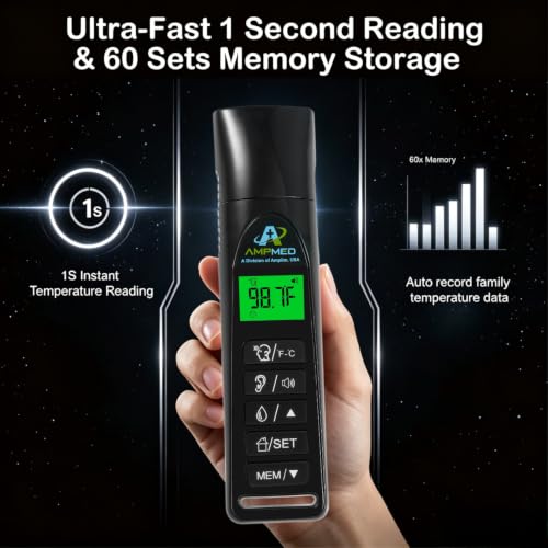 Baby Forehead Thermometer, 3-in-1 Infrared, Black | Ear, Forehead, No Touch for Infants, Toddlers, Kids, Adults, Stand, Clock - color: Black