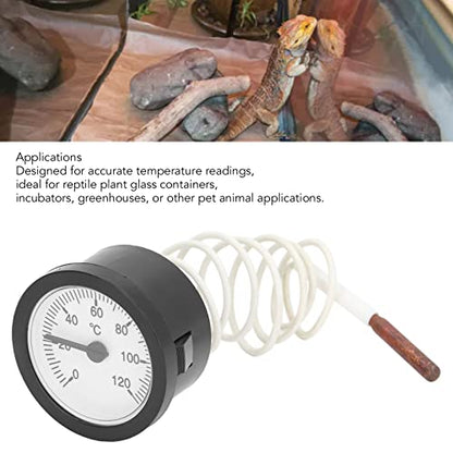 Portable Accurate Bimetal Thermometer for Industrial Use, Small Size, Ideal for Reptiles or Plants, ABS Material