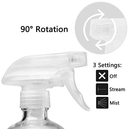 Glass Spray Bottles Empty 16oz Boston Round Bottle Refillable Container for Essential Oils with Funnel Lables Cleaning Products Aromatherapy Lotions Liquid Soaps (WhiteWhite) - color: A-Clear