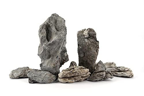 Seiryu Stone Natural Aquascaping Rock 17lb Planted Aquarium Iwagumi | Bluish veined texture; iwagumi aquascape - size: 06 Seiryu Stones(3-11inch,17lbs)
