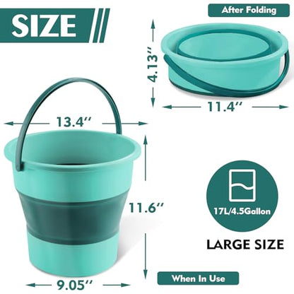 Collapsible Bucket 4.5 Gallon/17L Large Plastic Household Cleaning Mop Buckets Foldable Water Bucket for Car Wash Fishing Camping Beach (Green-Large) - color: Green-large