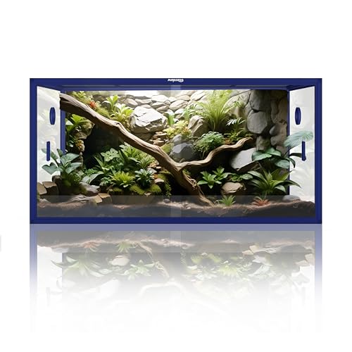 120 Gallon Reptile Tank for Bearded Dragon, Snake, Adult Reptile | Colorful & Stackable Indoor 4x2x2 Reptile Enclosure Furnish a Playful House, Dual Grommets for Wide Wire Use - color: Dart Blue, size: 120 Gallon