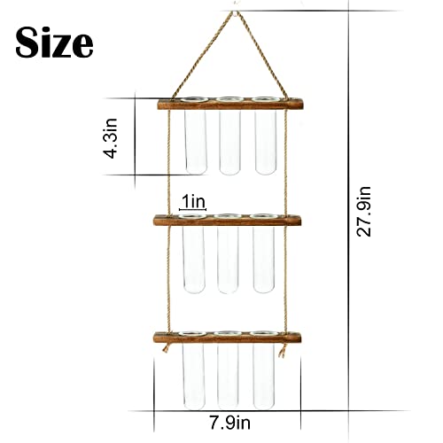 XXXFLOWER Wall Hanging Propagation Station with Wooden Stand Glass Test Tubes Tiered Planters Wall Terrarium for Home Office Plant Hanger Flower Vases Wall Decor Hydroponic Cuttings (9 Tube Vases) | Mini Flower Pothos Test Tube Vase,Wall Decor Hanging Pla