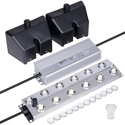 Ultrasonic Mist Maker 12 Heads, 9000mL/H Pond Fogger with 400W Power Supply Buoy Replacement Discs for Pond, Garden, Rockery, Greenhouse,Mushroom Halloween Decoration (12 Heads) - style: 12 Heads
