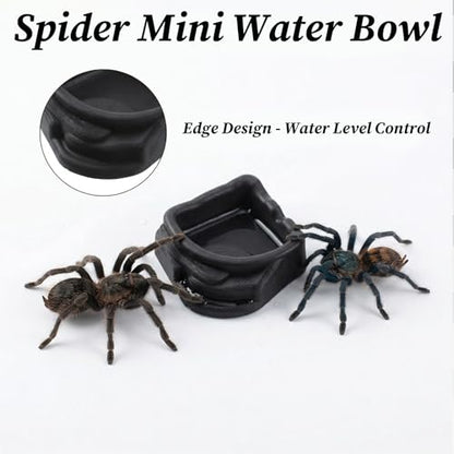 6 Pcs Spider Micro Water Bowl, Mini Resin Dish Tiny Bowl Enclosure Accessories for Tarantula, Spider, Hermit Crab, Millipede, Tiny Reptile (1.65" D, 0.59" H)
