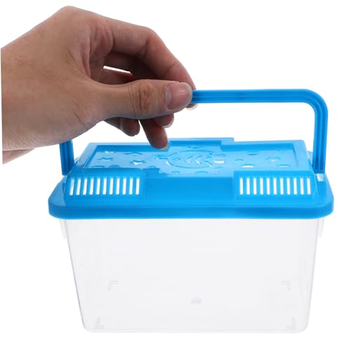 TOYANDONA Portable Transparent Plastic Fish Tank for Small Turtles and Reptiles Easy to Aquarium with Lid Lightweight Travel Container for Pet Transport and Observation