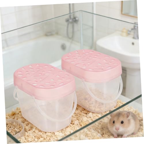 Luxshiny 2pcs Small Pet Cage and Plastic Reptile Container Portable Handheld Hamster and Turtle Carrier Boxes for Travel and Outdoor Use