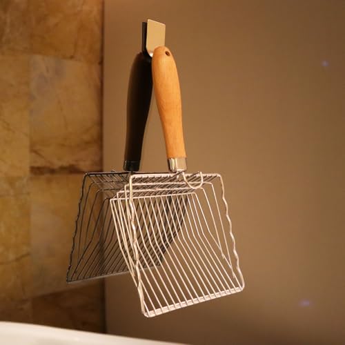 L.D.Dog Cat Litter Scoop, Kitty Litter Scooper Metal, Deep Shovel, Wood Handle, Litter Box Fast Sifting for Cats and Kittens