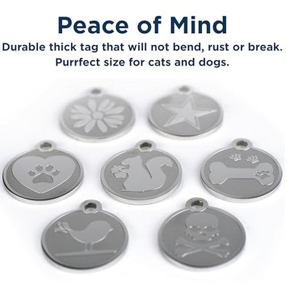 GoTags Stainless Steel Cat ID Tags, Available in Mouse and Cat Shapes, Includes up to 4 Lines of Custom Engraved Personalized Text, (Mouse) - style: Mouse