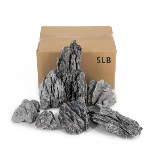 Aquarium Rocks Seiryu Stones Natural Hardscape Stone for Aquariums, Fish Tanks, Bonsai, Terrariums, Wargaming Dioramas, Indoor or Outdoor Gardens-5lb(2-6 Inch) - size: 5Lb (2-6 inch)