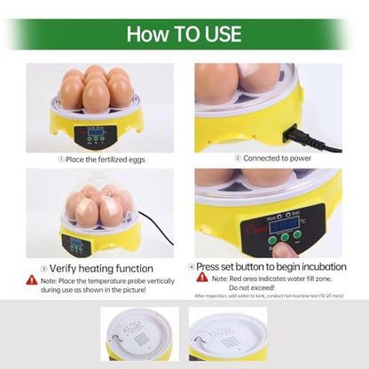 Gen 1-7 Egg Incubator for Kids & Beginners with 360° View, Manual Temperature Control for Chicken, Quail, and Parrot Eggs