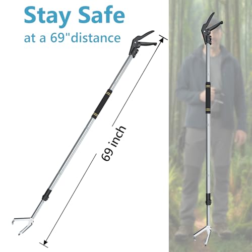 Snake Handling Grabber, Snake Tong Reptile Grabber Wide Jaw Handling Tool with Anti-Slips and Locked Heavy Duty for Rattlesnakes Garter Snakes Copperheads Python and Other Reptiles.