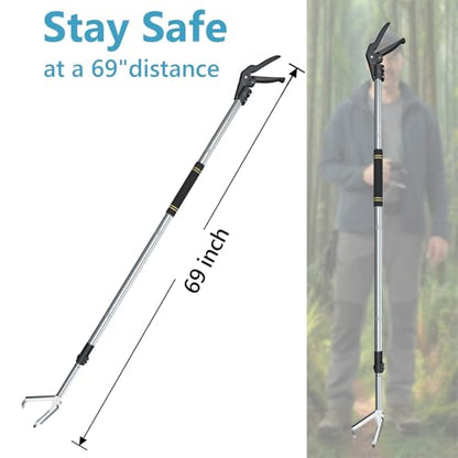 Snake Handling Grabber, Snake Tong Reptile Grabber Wide Jaw Handling Tool with Anti-Slips and Locked Heavy Duty for Rattlesnakes Garter Snakes Copperheads Python and Other Reptiles.