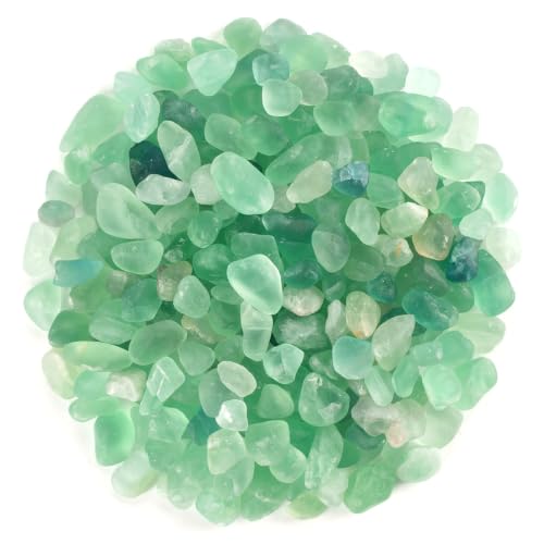 WAYBER Natural Crushed Green Fluorite Gemstone, Decorative Pebbles, 1 Lb | Toxin-Free, Fade-Resistant, Ideal for Reiki Healing, DIY Crafts, Vase Filler, Aquarium & Bonsai Decoration - color: Green Fluorite, size: 1 Pound