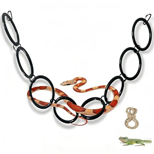 GZZHPFYSnake Climb Chain Toy Ball Python Ring Corn Snake Enrichment Toy | Suitable for Ball Pythons and Corn Snakes, Black | Snake Reptile Enrichment Toy, Suitable for Various Small Reptiles