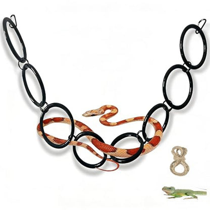 GZZHPFYSnake Climb Chain Toy Ball Python Ring Corn Snake Enrichment Toy | Suitable for Ball Pythons and Corn Snakes, Black | Snake Reptile Enrichment Toy, Suitable for Various Small Reptiles