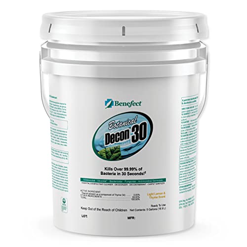 Benefect Botanical Decon 30 Disinfectant Cleaner, Light Lemon & Thyme Scent, 5 Gallon Pail - size: 640 Fl Oz (Pack of 1)