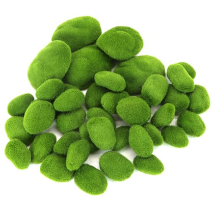 40PCS Artificial Moss Rocks, 4 Size Fake Moss Rocks, Green Moss Decor for Floral Arrangements, Fairy Gardens and Crafting