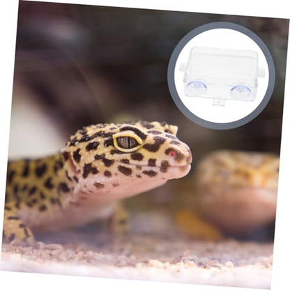 HANABASS Reptile Feeding Bowl Cup Transparent -Escape and Food for Lizards Geckos Bearded Dragons and Chameleons Easy to Clean and Maintain - color: Transparent, size: 13.50X6.50X3.50CM