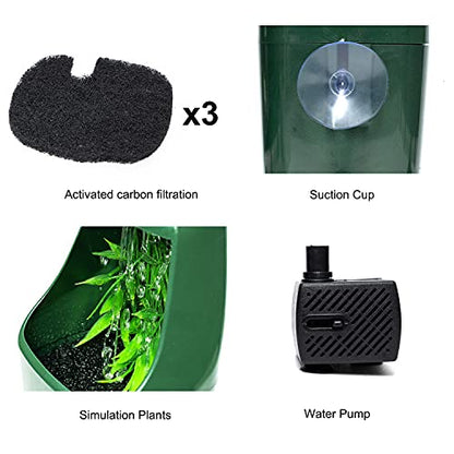 Automatic Reptile Water Fountain - Ideal for Lizards Snakes Geckos Tortoises and Bearded Dragons - Waterless Auto Shut-Off & Indicator Light Reminder with 3 Carbon Pads(27oz)