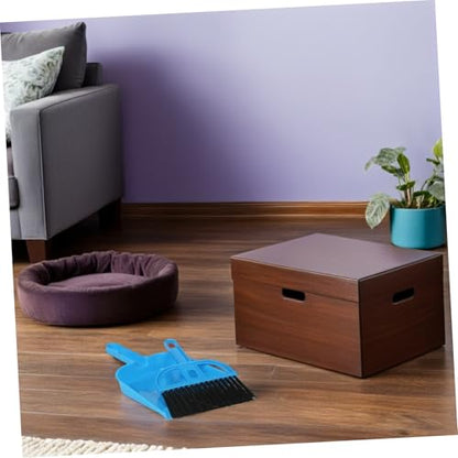 VILLCASE Mini Dustpan and Hand Broom Set 10pcs for Small Animal Cage Cleaning – Compact Reptile and Pet Habitat Cleaner for Hamsters, Hedgehogs, and Chinchillas in Bright Pink and Blue