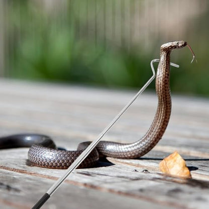 KALLORY Retractable Stainless Steel Snake Hook with Long Handle, Telescopic Reptile Catching Tool for Safe Snake Handling and Catching in Pet Care