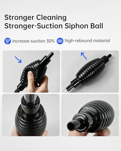 6ft Siphon Hose Fish Tank Cleaner, Aquarium Water Changer,Gravel Vacuum for Aquarium Sand & Gravel – Premium Designed for Superior Cleaning Performance, Safer Material, Battery-Free Design