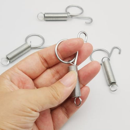 4 Pack Cage Door Spring Latch Hook Metal Finger Spring Latch Hooks Large Cages Lock for Fixing Rabbit Dog Cat Birds Guinea Pig Pet Small Animal Cage Door (Large)