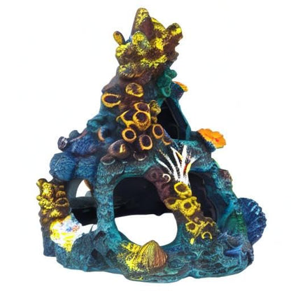 Uniclife Aquarium Decorations Resin Coral Rock Mountain Cave Fish Tank Decor Ornaments Fish House for Betta Rest Hide Play Breed - style: Green Coral Tower
