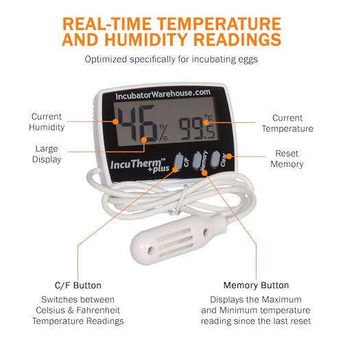 IncuTherm™ Plus Digital Thermometer and Hygrometer for Egg Incubator