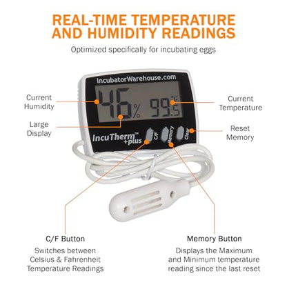 IncuTherm™ Plus Digital Thermometer and Hygrometer for Egg Incubator