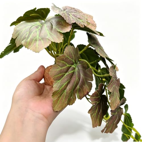 Fake Reptile Plants for Terrarium,Crested Gecko Tank Accessories | Artificial Plants for Reptile enclosure,Fake Habitat Decor for Lizard Bearded Dragon Desert Gecko Tortoise Snake frog - color: Khaki