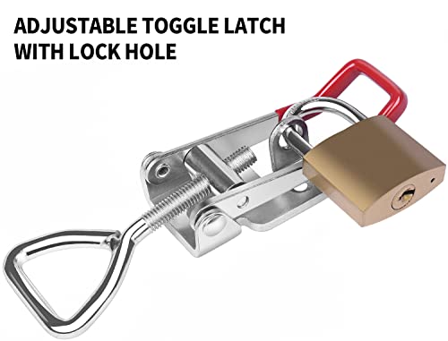 Vicuna R 4003 Heavy Duty Toggle Latch Clamp, Large Adjustable Pull Latch | 1320Lbs Holding Capacity, Toggle Clamp Latch with Lock Hole, for Smoker Lid Jig, Tool Box Case, 4 Pack with 20PCS Screws - style: 4003-4PK