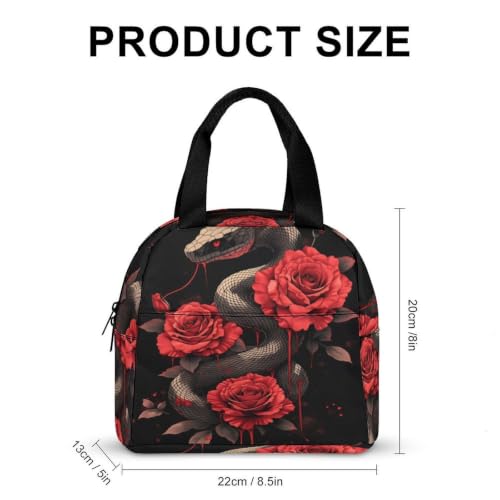 Snake And Rose Lunch Bag for Women Men | Insulated Lunch Box Leakproof Food Meal Containers Reusable Foldable 6L Capacity Lunch Tote Bags for Work Picnic Travel - color: Style 6