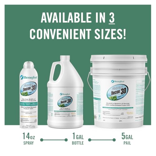 Benefect Botanical Decon 30 Disinfectant Cleaner, 14 oz. Ready-To-Use Spray, Hospital Grade Disinfectant, Kills Over 99.99% of Germs, Safe for Food-Contact Surfaces (Light Lemon & Thyme Scent) - size: 14 Fl Oz (Pack of 1)