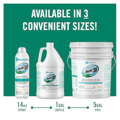 Benefect Botanical Decon 30 Disinfectant Cleaner, 14 oz. Ready-To-Use Spray, Hospital Grade Disinfectant, Kills Over 99.99% of Germs, Safe for Food-Contact Surfaces (Light Lemon & Thyme Scent) - size: 14 Fl Oz (Pack of 1)