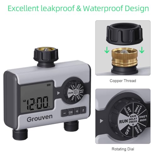 Garden Sprinkler Hose Timer Automatic Watering System 2 Outlet | with Rain Delay, Manual, Hose Timer Programmable Faucet Timer for Yard Lawn Pool - style: 2 outlets