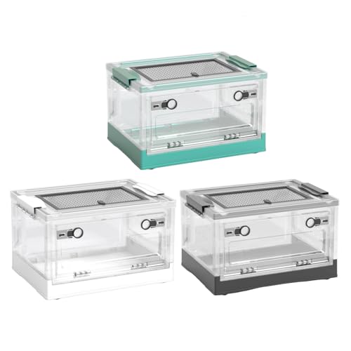 Reptiles Keeper Tanks with Removable Lid and Feeding Port Enclosure Ventilated Design Portable Reptiles Feeding Station