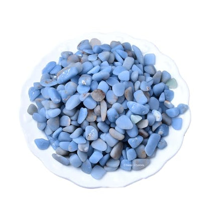 Erliway 7-9mm Angelite Healing Crystal Chips for Crafts, 100g | Natural Crushed Crystal Stones Tumbled Chips for Vase Filler Aquarium Gravel, Meditation Chakra Balancing, Candle DIY Making - color: Angelite