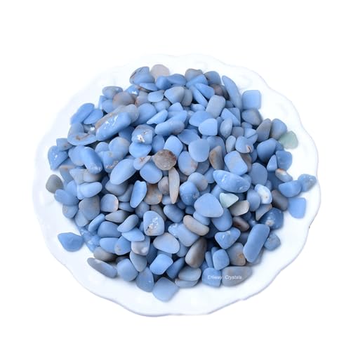 Erliway 7-9mm Angelite Healing Crystal Chips for Crafts, 100g | Natural Crushed Crystal Stones Tumbled Chips for Vase Filler Aquarium Gravel, Meditation Chakra Balancing, Candle DIY Making - color: Angelite