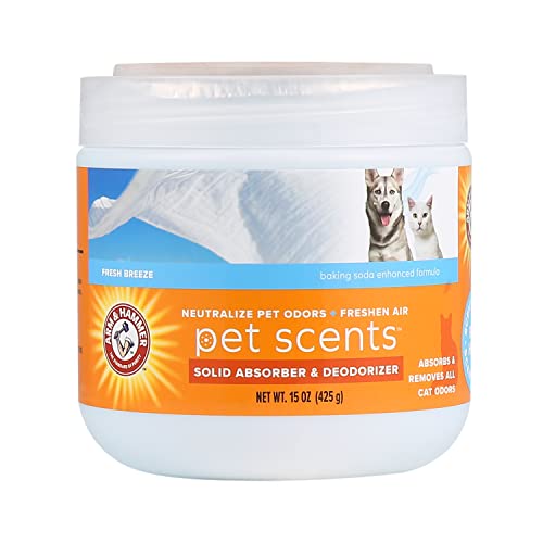 Arm & Hammer Pet Scents Solid Gel Odor Eliminator, Fresh Breeze, 15 Oz | Long-lasting baking soda gel neutralizes odors in pet rooms, litter areas, and indoor spaces without spraying - color: Fresh Breeze, size: 15 Ounce (Pack of 1)