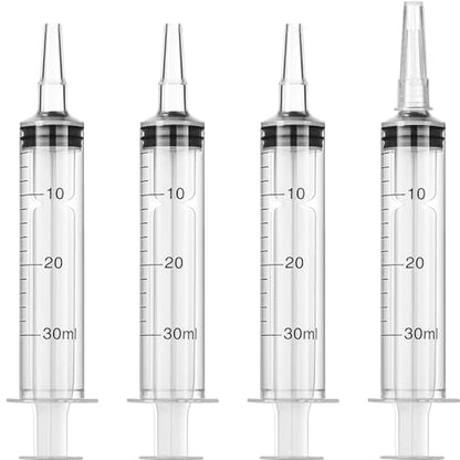 Frienda 4 Packs Syringes Without Needles,30 Ml | Large Plastic Measuring Tools for Food, Horse Care, Lab Dispensing, Graduated Markings, Reusable Multipurpose Applicators - size: 30 ml