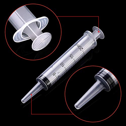 Frienda 20 Packs Syringes Without Needles 20 Ml | Large Plastic Measuring Tools for Food, Horse Care, Lab Dispensing, Graduated Markings, Reusable Multipurpose Applicators - size: 20 ml