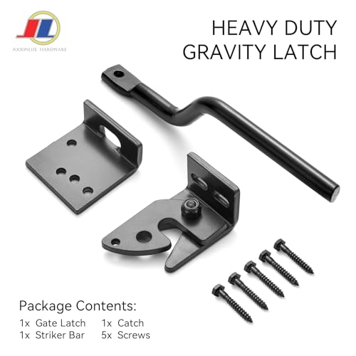 Gravity Gate Latch, Self-Locking, Heavy Duty, Black | Heavy duty black gravity gate latch with self-locking action; adjustable outdoor hardware for wood and metal gates. - size: Heavy Gravity