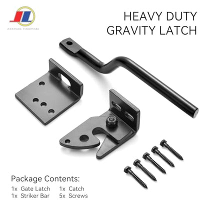 Gravity Gate Latch, Self-Locking, Heavy Duty, Black | Heavy duty black gravity gate latch with self-locking action; adjustable outdoor hardware for wood and metal gates. - size: Heavy Gravity