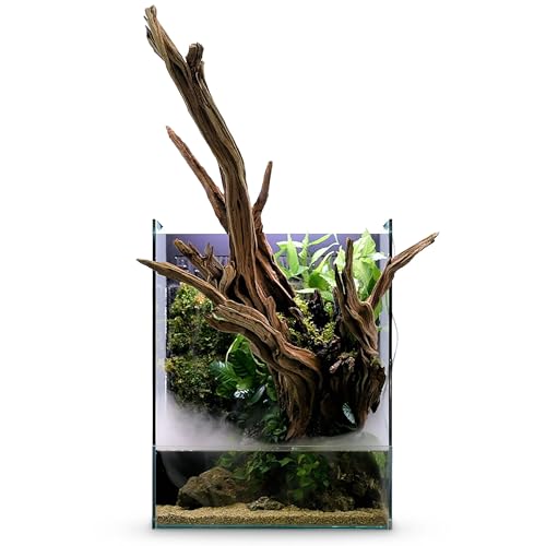 Ultum Nature Systems Foresta Integrated Paludarium Tank - All in One Aquarium w/Waterfall, Mist Maker, Water Pump, Modern Fish Tank w/Filtration for Aquatic Plants - 13.78" x 13.78" x 17.72" - 35E - size: 35E