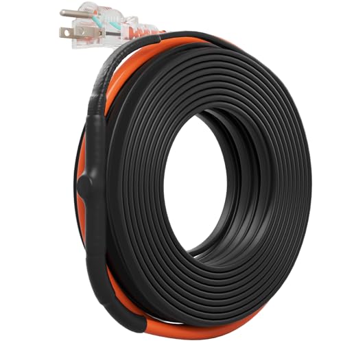 VEVOR Self-Regulating Pipe Heating Cable, 40FT 5W/FT Heat Tape for Pipes Freeze Protection, Water Pipe Heat Cable with Built-in Thermostat Protects PVC Hose, Metal and Plastic Pipe from Freezing - size: 40FT